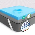 Produktbild: MKS 2-in-1 Gel Topper – Gelschaum Topper 120x200cm mit H3 & H4, 5-Schichten-System, Druckentlastung, Mesh-Seiten & Elastikbändern – Ideal für Seiten-, Rücken- & Bauchschläfer