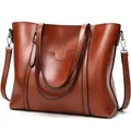 Produktbild: Retoo Handtasche Damen, Elegante Vintage-Handtasche für Damen, große Umhängetasche 40x11x24,5 cm, Kapazität, Trage,Viele, Fäche, Zip, Multi, Taschen,Tasche, Student, Schultasche, Arbeit, Braun