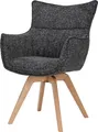 Produktbild: riess-ambiente Drehbarer Design Stuhl VOGUE anthrazit natur Strukturstoff Eichenholz 360° mit Armlehne Esszimmerstuhl Essstuhl Drehstuhl