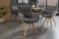 Produktbild: riess-ambiente Drehstuhl VOGUE anthrazit/natur - Strukturstoff, Eiche, 360° drehbar, Armlehne (Einzelartikel, 1 St), moderner Polsterstuhl - ideal für Ess-, Arbeits-, Wohnzimmer & Büro