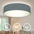 Produktbild: Deckenleuchte Sterndekor Stoff-Lampe Textil Kinderzimmer Schlafzimmer grau E27