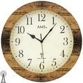 Produktbild: AMS 5560 Wanduhr Funk Funkwanduhr analog rund Holzgehäuse braun