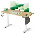 Produktbild: SONGMICS Schreibtisch Höhenverstellbarer elektrisch, 100/120/140/160/180 cm, USB-C-Anschluss, Memory-Funktion für 4 Höhen, mit Stoff-Organizer beige 140 cm x 60 cm