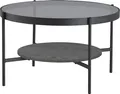 Produktbild: byLIVING Couchtisch OHIO / Tischplatte Rauchglas grau / Ablageboden MDF Echtholzfurnier schwarz / Gestell Metall schwarz / D 73,5, H 42,5 cm