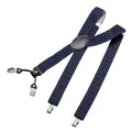 Produktbild: DonDon Hosenträger Herren extra stark Raute blau 3,5 cm Hosenträger Herren breit in Y-Form lang - Starke Clips passend für Anzug Jeans Chinos Vintage Rockabilly Suspenders