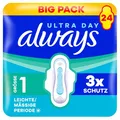 Produktbild: Always Ultra Damenbinden Leichte/Mässige Periode (Größe 1) mit Flügeln 24 Stück, Sehr Saugfähig, Ultradünn, Für Die Periode