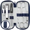 Produktbild: Maniküre Set Solingen in Leder Etui blau - Made in Germany Solingen 7-teilig