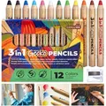Produktbild: Colozoo 3 In 1 Farbstifte Set | 12 Farben Dicke Buntstifte Set inklusive Pinsel und Anspitzer | Ungiftige und Vegane Farben für Kinder ab 3 Jahren