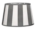 Produktbild: Brillibrum Design Lampenschirm gestreift Tischlampenschirm mit Streifenmuster für Lampenfassung E27 Streifen Design Tischleuchte oval rund Stoff (Grau - Weiß, Oval: 26x16x17cm)