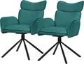 Produktbild: ML-Design Esszimmerstühle drehbar 2er Set Petrol Stoffbezug Wohnzimmerstuhl mit Rücken- & Armlehne 360° Drehstuhl mit Metallbeinen Sessel ergonomisch
