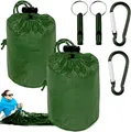 Produktbild: HBSTK 2 Pack Biwaksack Notfall Überleben Schlafsack Notfalldecke Überlebensausrüstung Erste Hilfe Rettungsdecken Hitzeabweisend Kälteschutz Wasserdicht mit Pfeife, Survival Biwak Sack für Outdoor grün