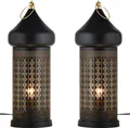 Produktbild: Marrakesch 2er Set Tischlampe Nachttischlampe 45cm groß | Orientalische Deko Lampe Stehlampe im Wohnzimmer Schlafzimmer & Kinderzimmer | Marokkanische Tischleuchte Tangis schwarz gold aus Metall