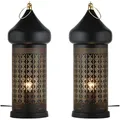 Produktbild: Marrakesch Orient & Mediterran Interior Nachttischlampe 2er Set Orientalische Deko Stehlampe Tischlampe Nachttischlampe Lampe, Handarbeit schwarz