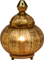Produktbild: Marrakesch Orientalische Deko Tischlampe Nachttischlampe 32cm groß | Boho Deko Tischleuchte Lampe im Wohnzimmer Schlafzimmer & Kinderzimmer | Tischleuchte Jamala gold aus Metall E27 Lampenfassung