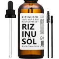 Produktbild: Rizinusöl BIO | 100% rein, natürlich und kaltgepresst | Pflege für Nägel, Wimpern, Haut, Bart| 50 ml | Vegan & Cruelty Free | BIO Castor Oil | Glasflasche + Pipette + 2 Pinsel (50ml - Französisch)