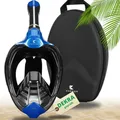 Produktbild: Khroom Schnorchelmaske für Erwachsene & Kinder von DEKRA geprüfte CO2 Sicherheit | Vollmaske Seaview X - Tauchmaske | Schnorchelausrüstung / Schnorchelset Alternative (L-XL, Blau+Soft-Case)
