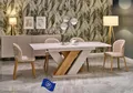 Produktbild: Design Esstisch HAB-111 Cashmere matt / Eiche Artisan ausziehbar 160 cm bis 200 cm Esszimmertisch für bis zu 10 Personen Hochglanz Funktionstisch modern vielseitig Esszimmer erweiterbar zeitlos