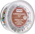 Produktbild: Glorex 5 2002 23 - Kopfstecknadeln, Stecknadeln mit Perlenkopf, bunt, Döschen mit 300 Stück, 30 mm x 0,65 mm, ideal für Näharbeiten, zum Abstecken von Stoff