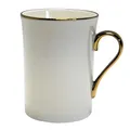 Produktbild: Queen Isabell Kaffeetasse aus Porzellan, Kaffeebecher, Feines Knochenporzellan, 250 ml (Weiß/Gold)