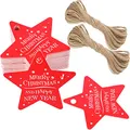 Produktbild: G2PLUS Rot Merry Christmas Anhänger Stern, Geschenkanhänger Weihnachten Stern, 100 Stk Etiketten Stern für weihnachten, 6CM Sternen Anhaenger Papier zum Adventskalender und Weihnachtsgeschenke