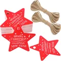 Produktbild: Rot Merry Christmas Anhänger Stern Geschenkanhänger Weihnachten Stern 100 Stk...