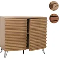 Produktbild: Kommode HWC-M49, Schrank Sideboard Highboard, 3D-Design Staufächer, MDF Metall 85x95x45cm ~ natur