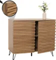 Produktbild: Kommode HWC-M49, Schrank Sideboard Highboard, 3D-Design Staufächer, MDF Metall 85x95x45cm natur