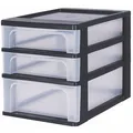 Produktbild: IRIS Ohyama Aufbewahrungsbox 2x 4,0 + 1x 7,0 l transparent, schwarz 26,0 x 35,5 x 29,5 cm