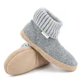 Produktbild: Gottstein Hüttenschuh Dakota aus Mulesing-freier Schaf-Schurwolle – Handgefertigte Hausschuhe aus Wollfilz für Damen & Herren Größe EU 36-47 – Mit hohem Strickbund & gepolsterter Ledersohle Grau, 43