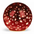 Produktbild: formano LED Dekolicht Glas-Kugel 15cm Sterne Rot Timer 6h/18h Weihnachten Herbst Deko, LED fest integriert