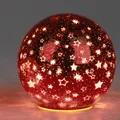 Produktbild: LED Deko Kugel STERNE rot D. 15cm mit Craquele-Optik aus Glas Formano W25