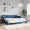 Produktbild: Tagesbett Ausziehbar Blau 100x200 cm Samt