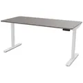Produktbild: ASSMANN Büromöbel Schreibtisch Y-LINE Curved (160x70cm Weiß Sichtbeton Anthrazit Kollisions-Schutz, Elektrisch höhenverstellbar, Kindersicherung 2-fach-Motorik Doppelhub, einfache Montage, für Büro und Homeoffice), TÜV-zertifiziert, Blauer Engel, 5 Jahre Herstellergarantie 160 cm x 127 cm x 70 cm