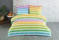 Produktbild: Buymax Bettwäsche Regenbogen, Rainbow 100% Baumwolle, Renforcé, 3 teilig, 200x220 cm, mit Reißverschluss, Gestreift, Streifen Bunt Rot Weiß Gelb