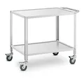 Produktbild: Royal Catering RCGW 12 Servierwagen 2 Borde 80 x 57 x 3,5 cm 100 kg 53 cm Abstand Servierwagen Küchenwagen Edelstahl Küchenrollwagen Rollwagen Küche
