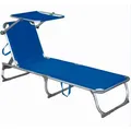 Produktbild: Gardenson Sonnenliege, Blau, Grau, Metall, Kunststoff, Textil, 61x30x188 cm, wetterbeständig, UV-beständig, verstellbares Dach, klappbar, Rückenlehne verstellbar, Gartenmöbel, Gartenliegen