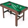 Produktbild: COSTWAY Billardtisch, Billlard Tisch aus Holz mit Zubehör, Pooltisch mit 2 Queues, 2 Kreiden & Dreieck & Bürste Tischbillard Billard-Spiel 122x61... - Grün