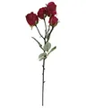 Produktbild: 2474U Kunst-Stielblume Rose Bordeaux-rot ca. 46 cm Vier naturgetreue Bluete Seidenblume edler Rosenzweig