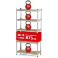 Produktbild: EASYmaxx Schwerlastregal 180x90x40 cm, 875 kg Traglast, 175 kg pro Ebene, 1-tlg., Regal und Werkbank, Kellerregal Lagerregal, 5 verstellbare Ablagen silberfarben 90 cm x 180 cm x 40 cm