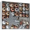 Produktbild: Kunststoff Christbaumschmuck 45 Teile Set - kupfer / silber - Shatterproof Weihnachtskugeln bruchsicher - Tannenbaum Weihnachtsbaum Christbaum