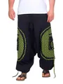 Produktbild: Kunst und Magie Trendige Haremshose Bunte Muster Goa Hippie Hose, Größe:L/XL, Farbe:Schwarz/Lemon