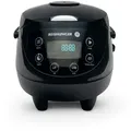 Produktbild: Reishunger Digitaler Mini Reiskocher und Dampfgarer, Schwarz - Timer - kleiner Multikocher, 8 Programme, 7-Phasen-Kochtechnologie, 1-3 Personen