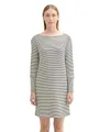 Produktbild: Tom Tailor Damen Jersey Kleid mit Struktur,36146 - White Navy Stripe, 40
