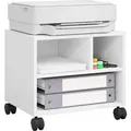 Produktbild: WOLTU Druckertisch mit Rädern, Bürocontainer rollbar, Aktenwagen, 40x35x30 cm : Weiß Farbe: Weiß - Weiß