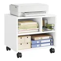 Produktbild: WOLTU Druckertisch mit Rädern, mobiler Druckerständer, Druckerhalter, Druckerwagen auf Rollen, Bürocontainer rollbar, Aktenwagen, mit 3 Fächern, für Büro Arbeitszimmer, 40x35x30 cm, weiß, ASK06ws