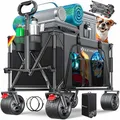 Produktbild: KESSER® Bollerwagen GTR9000 Handwagen 200kg | 300L Stauraum Transportwagen faltbar extra breite 360° Räder & Feststell-Bremsen Wetterbeständig Strandwagen inkl Abdeckung, Seitentasche & Getränkehalter