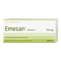 Produktbild: Emesan Tabletten 50mg 20 Stück von Aristo Pharma – zur Vorbeugung und symptomatischen Behandlung von Übelkeit und Erbrechen, insbesondere bei Reisekrankheit - für Erwachsene & Kinder ab 6 Jahren