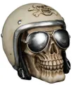 Produktbild: Spardose Totenkopf mit Motorradhelm und Sonnenbrille Skull Deko Sparschwein ()