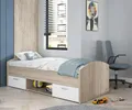 Produktbild: FORTE Winnie Jugendbett, Liegefläche 90 x 200 cm, Holzwerkstoff, Sonoma Eiche / Weiß, B x H x T: 96 x 65 x 206,4 cm
