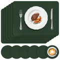 Produktbild: Tischset Leder 6er Set - Kunstleder Platzset Abwaschbar, Hitzebeständig Doppe...